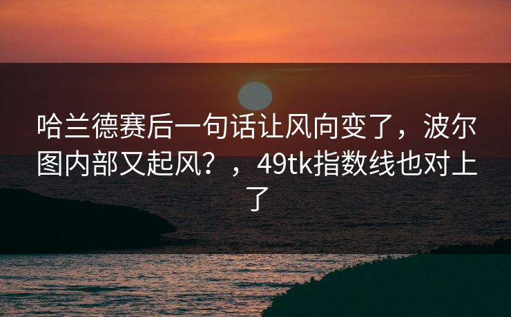 哈兰德赛后一句话让风向变了，波尔图内部又起风？，49tk指数线也对上了